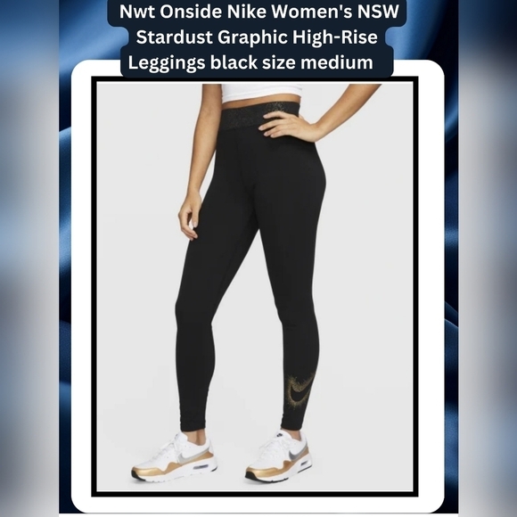 Nwt Onside Nike Women's NSW Stardust Graphic High-Rise Leggings Black Size M - Picture 6 of 9